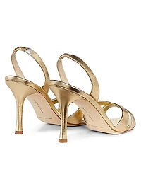 Callasli 90MM Metallic Leather Slingback Sandals