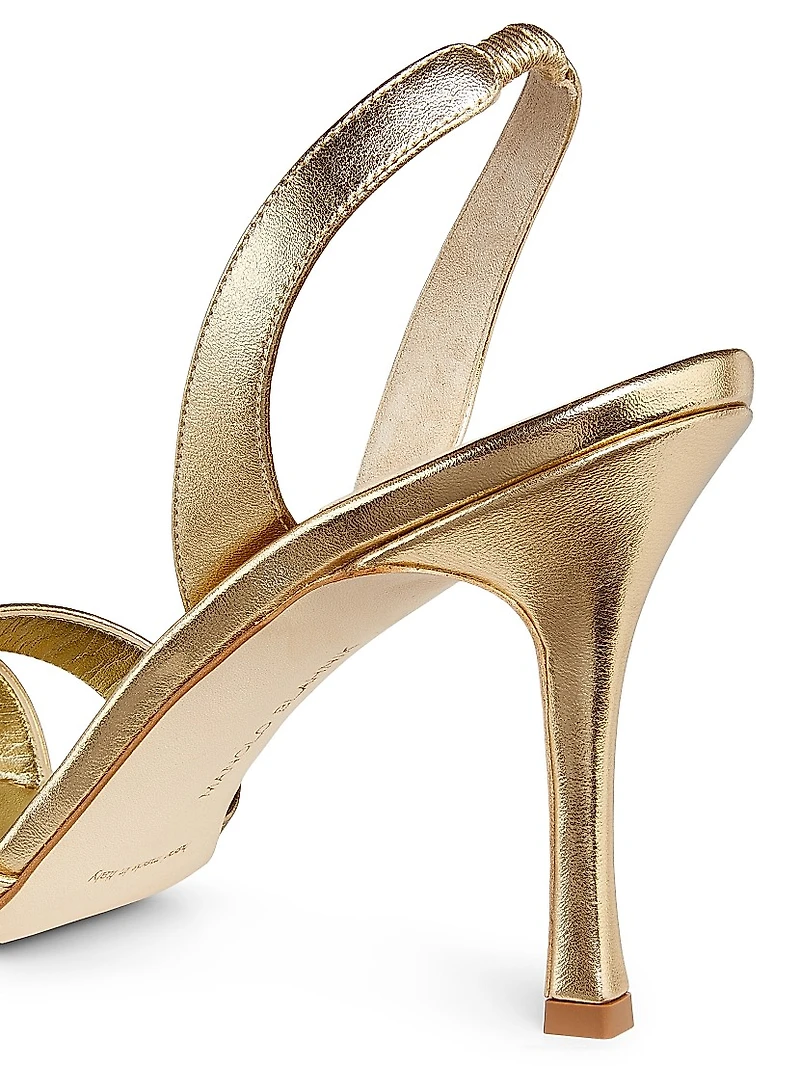 Callasli 90MM Metallic Leather Slingback Sandals