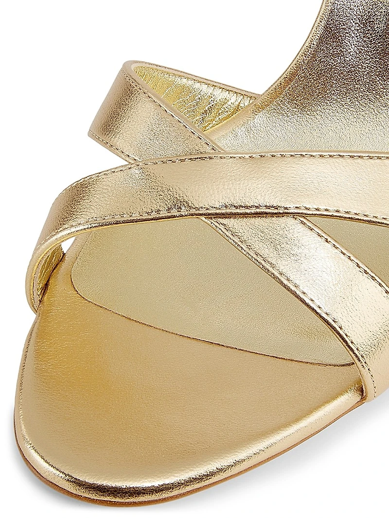 Callasli 90MM Metallic Leather Slingback Sandals