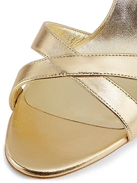 Callasli 90MM Metallic Leather Slingback Sandals