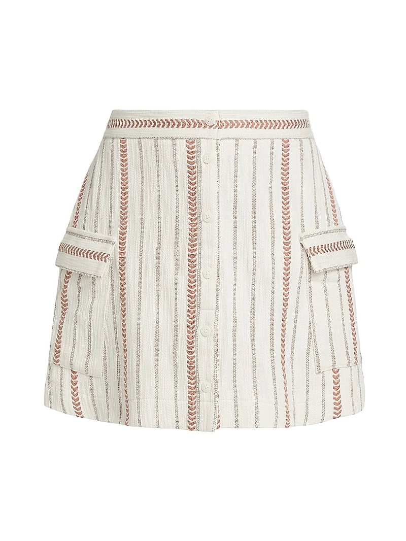 Chevron-Striped Cargo Miniskirt