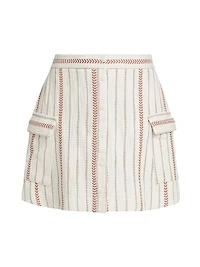 Chevron-Striped Cargo Miniskirt
