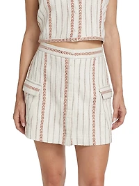 Chevron-Striped Cargo Miniskirt