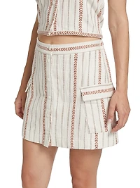 Chevron-Striped Cargo Miniskirt