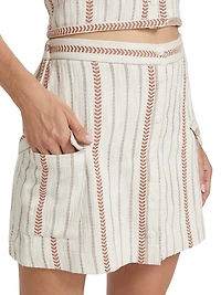 Chevron-Striped Cargo Miniskirt