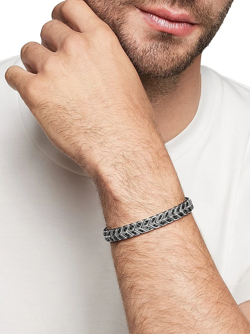 Chevron Woven Bracelet Sterling Silver