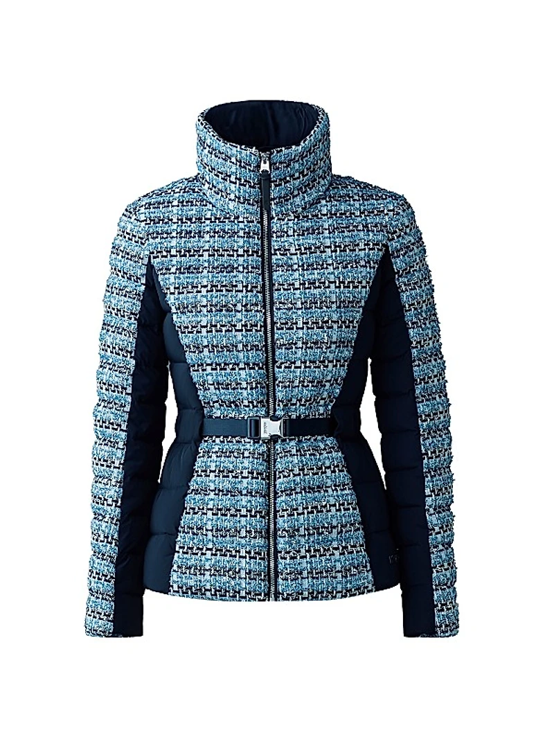 Evita Mixed Media Tweed Down Jacket