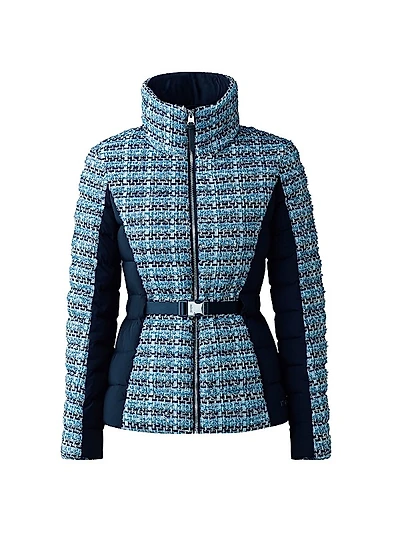 Evita Mixed Media Tweed Down Jacket