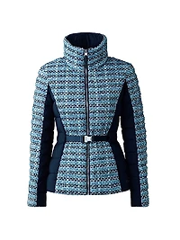 Evita Mixed Media Tweed Down Jacket