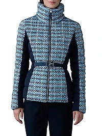 Evita Mixed Media Tweed Down Jacket