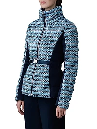 Evita Mixed Media Tweed Down Jacket