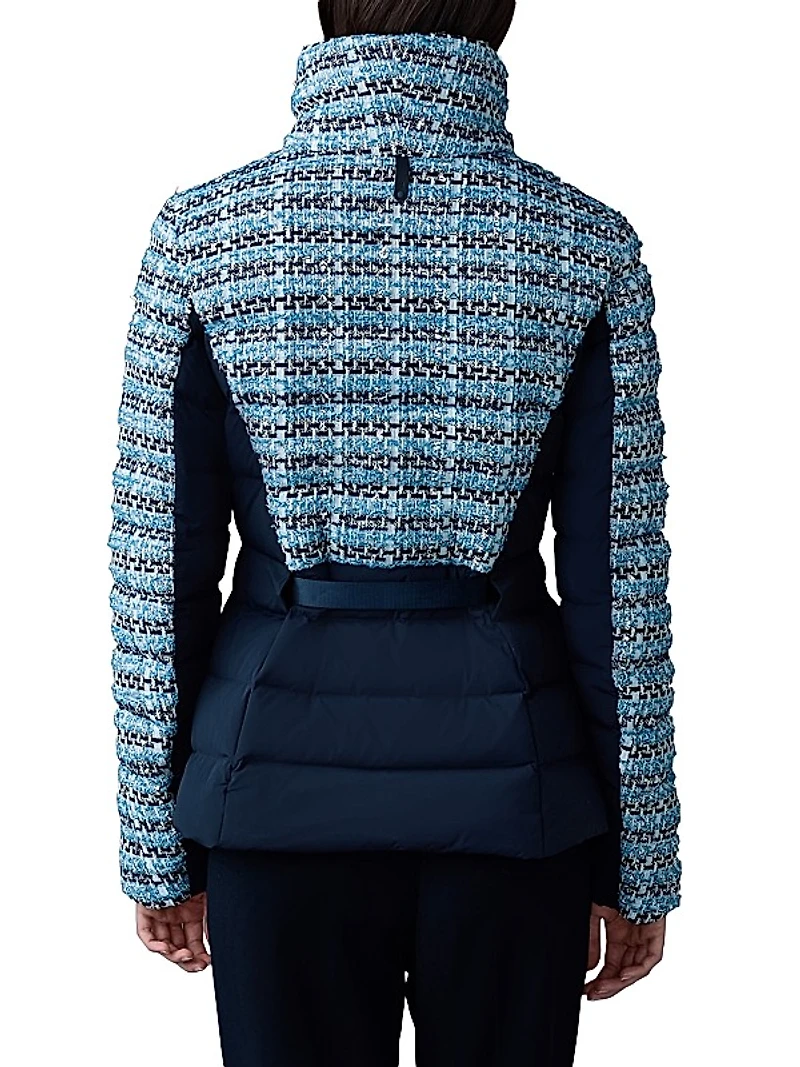 Evita Mixed Media Tweed Down Jacket