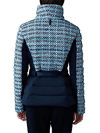 Evita Mixed Media Tweed Down Jacket