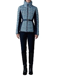 Evita Mixed Media Tweed Down Jacket