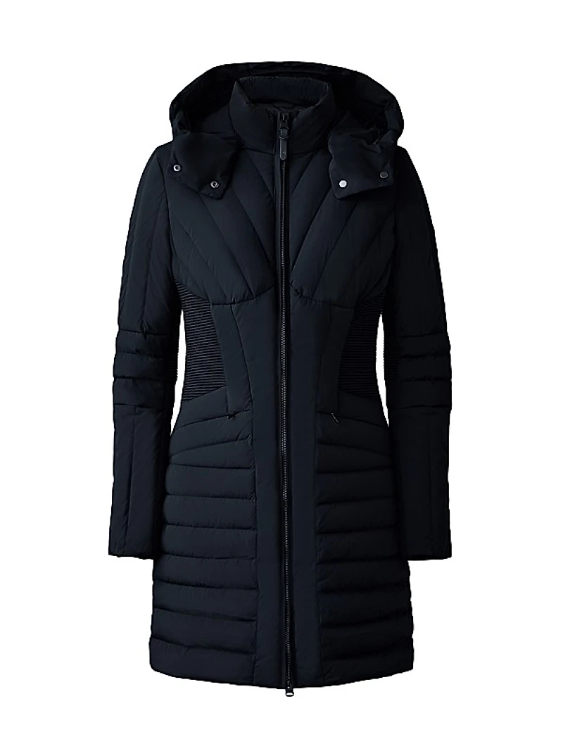 Oksana Smocked Long Down Coat