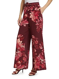 Paisley Linen-Blend Flared Pants