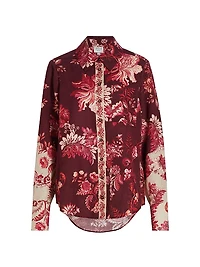 Aafa Floral Linen & Cotton Long-Sleeve Shirt