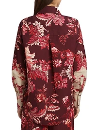 Aafa Floral Linen & Cotton Long-Sleeve Shirt