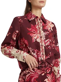 Aafa Floral Linen & Cotton Long-Sleeve Shirt