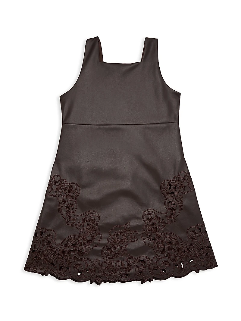 Little Girl's & Minji Satin Lace-Trimmed Dress