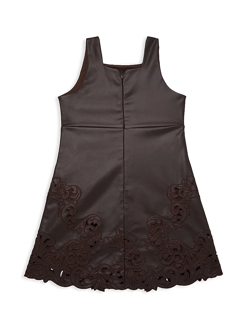 Little Girl's & Minji Satin Lace-Trimmed Dress