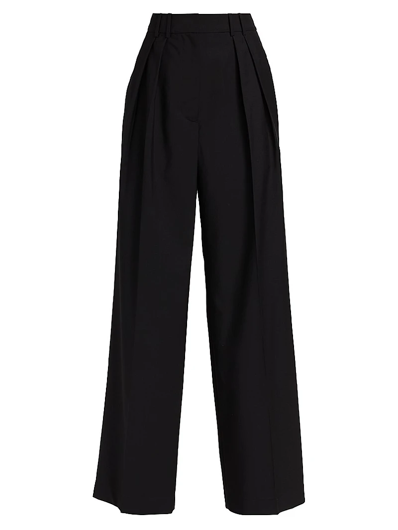 Double-Pleated Wool-Blend Trousers