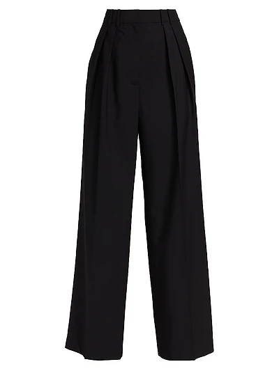 Double-Pleated Wool-Blend Trousers