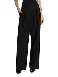 Double-Pleated Wool-Blend Trousers