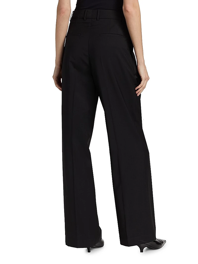 Double-Pleated Wool-Blend Trousers