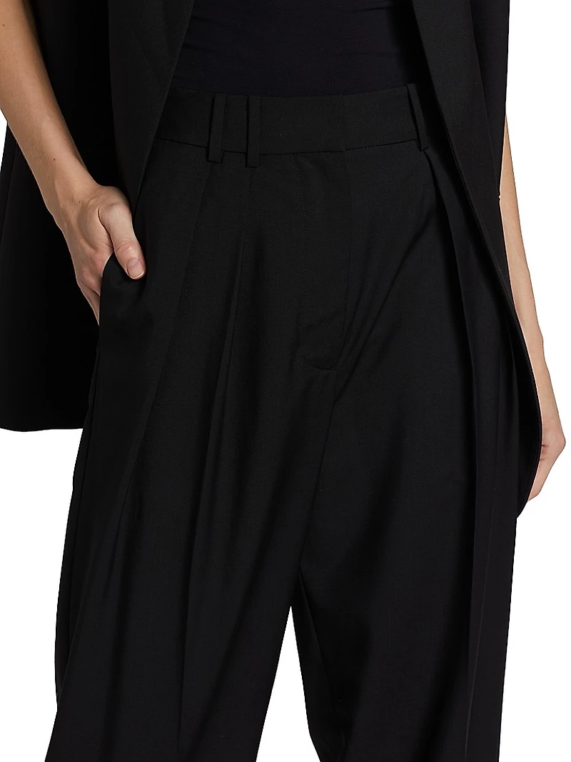 Double-Pleated Wool-Blend Trousers