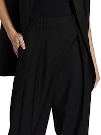 Double-Pleated Wool-Blend Trousers