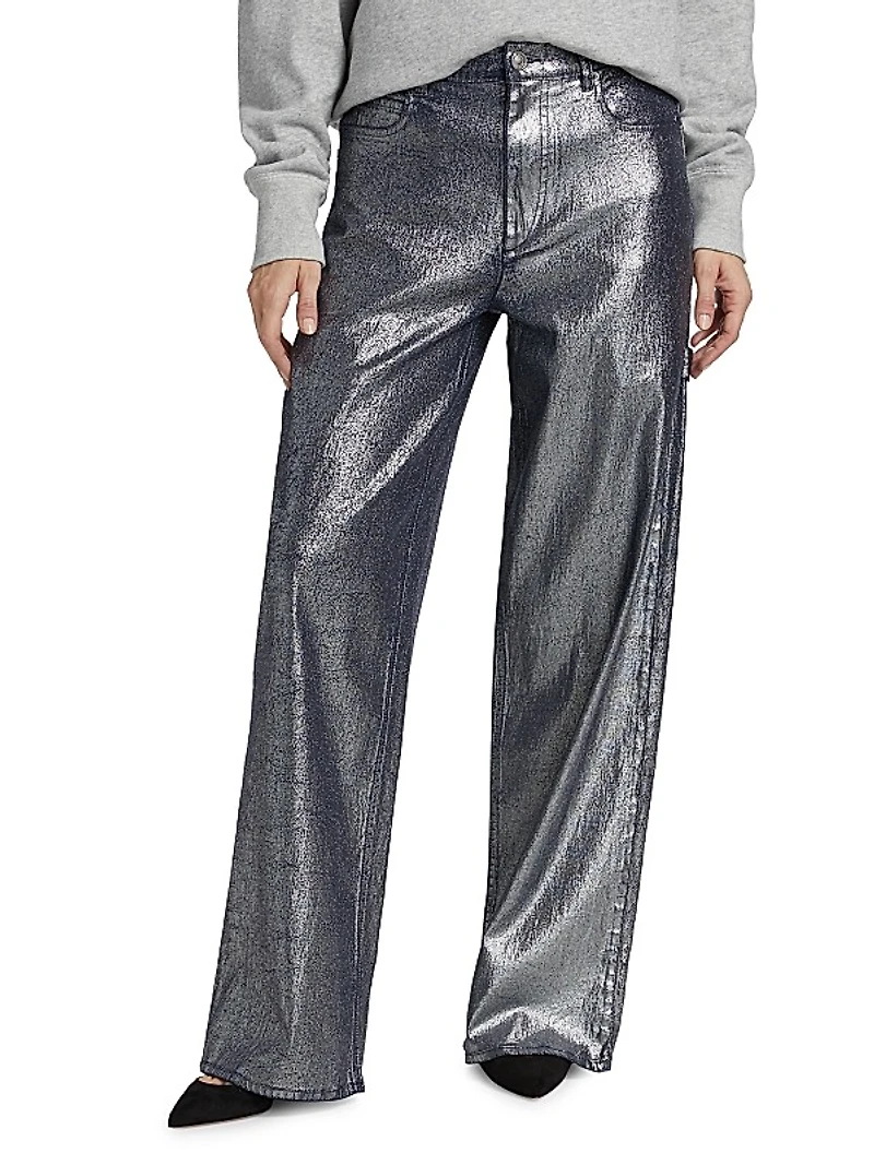 Cover Metallic Wide-Leg Pants