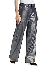 Cover Metallic Wide-Leg Pants