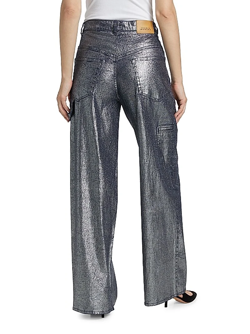 Cover Metallic Wide-Leg Pants
