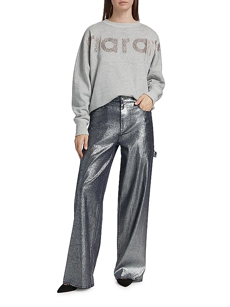 Cover Metallic Wide-Leg Pants