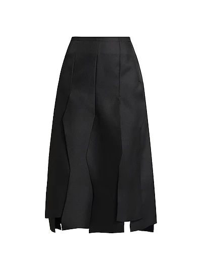 Pleated Asymmetrical Midi-Skirt
