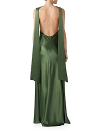 Priscilla Satin Open-Back Gown