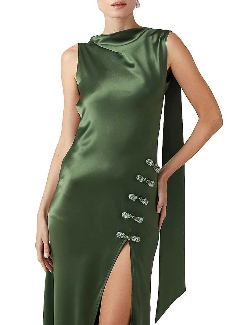 Priscilla Satin Open-Back Gown