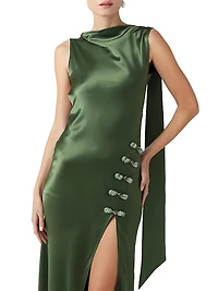 Priscilla Satin Open-Back Gown