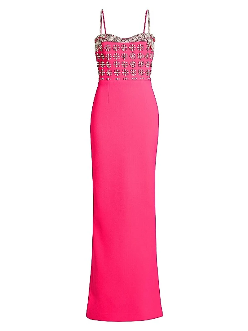 Rina Diamanté Crêpe Column Gown