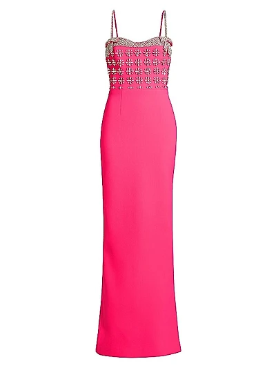 Rina Diamanté Crêpe Column Gown