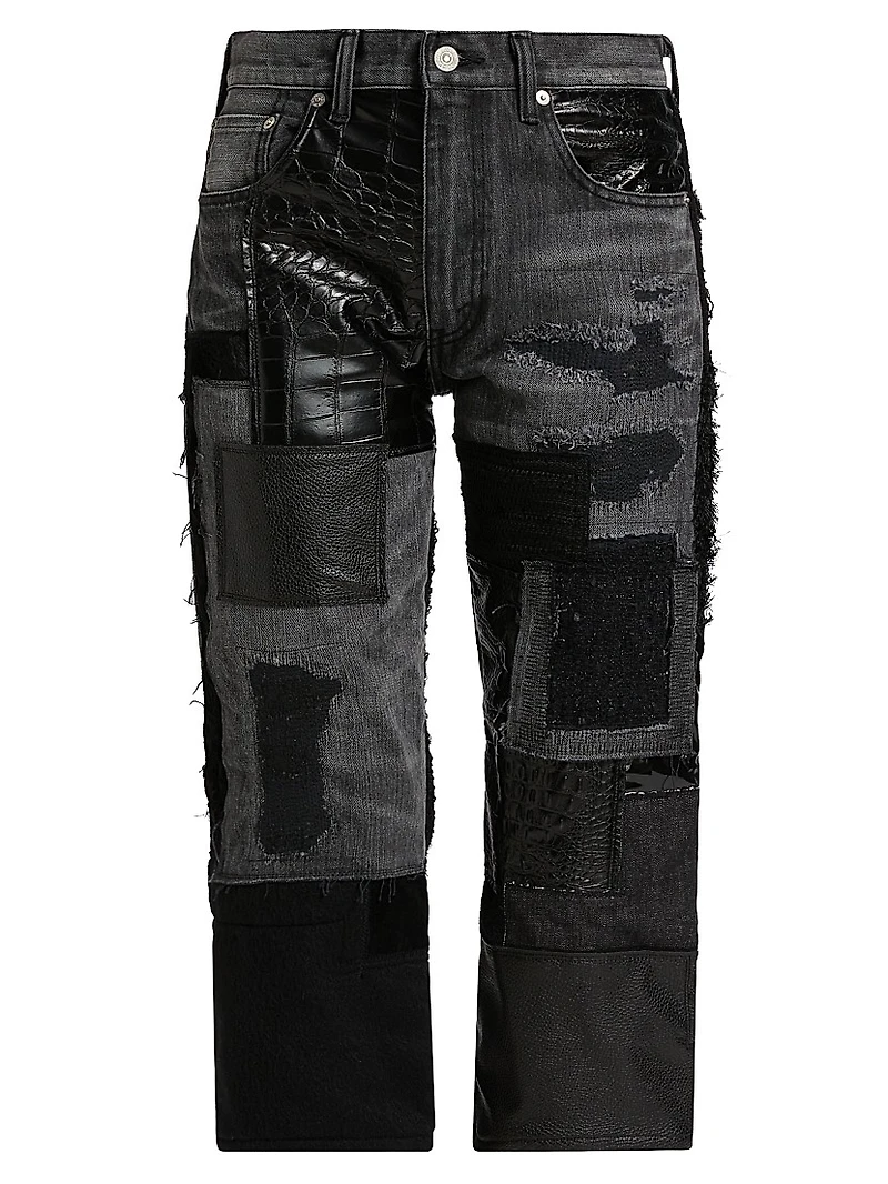 Patchwork Cropped Jeans
