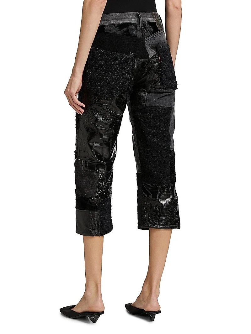 Patchwork Cropped Jeans