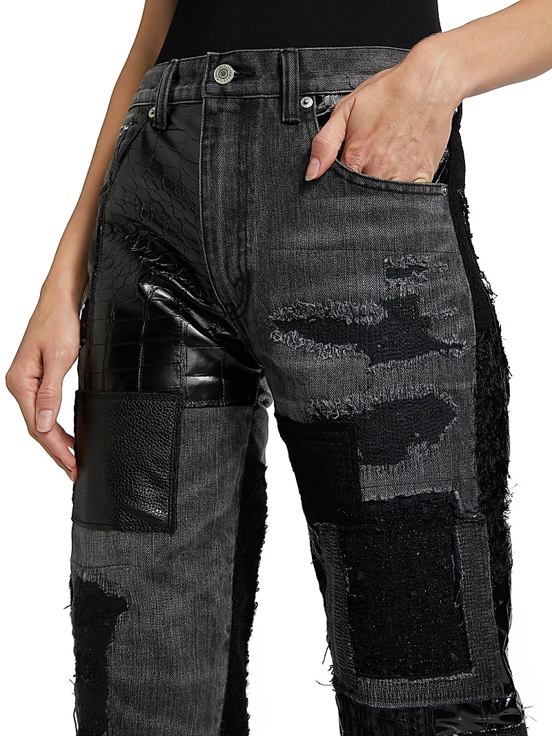 Patchwork Cropped Jeans