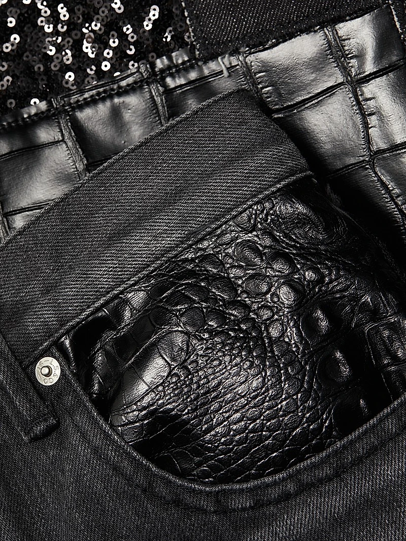 Patchwork Cropped Jeans