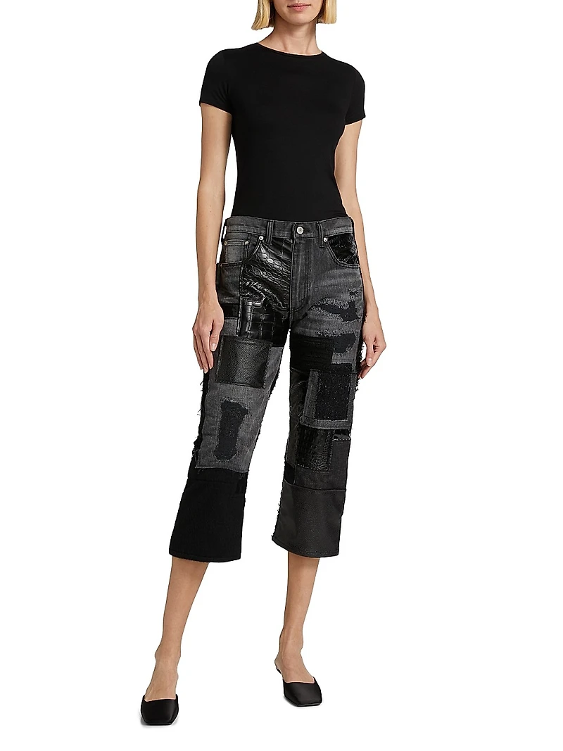 Patchwork Cropped Jeans