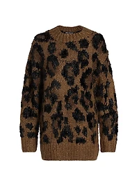 Leopard Pattern Wool-Blend Sweater