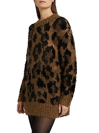 Leopard Pattern Wool-Blend Sweater