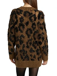 Leopard Pattern Wool-Blend Sweater