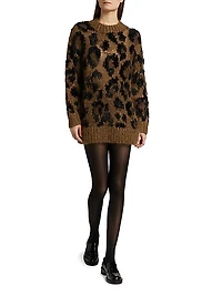 Leopard Pattern Wool-Blend Sweater
